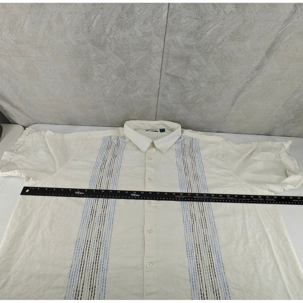Cubavera Shirt Mens 4XLT XXXXL Tall White Linen Cotton Blend Button Down Casual - Picture 9 of 12